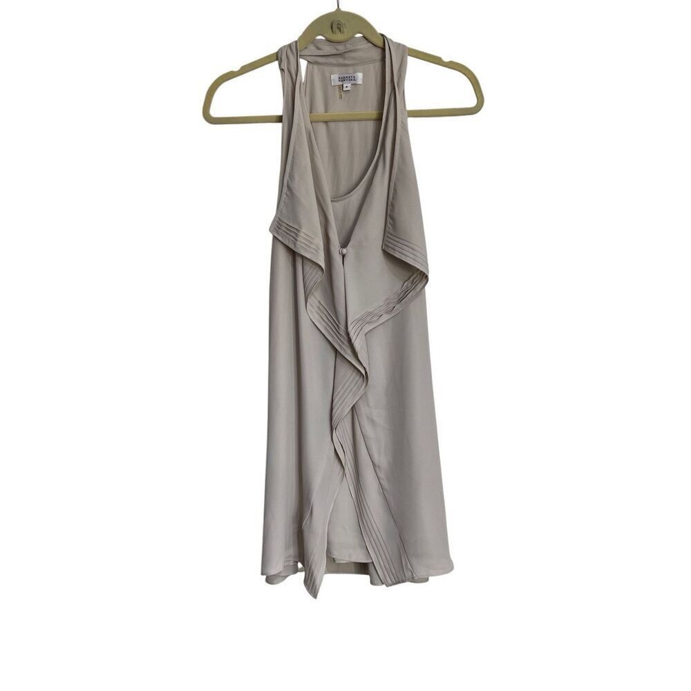 Barneys New York Dress Womens Sz Small Cream Mini Button Front Draped Sleeveless